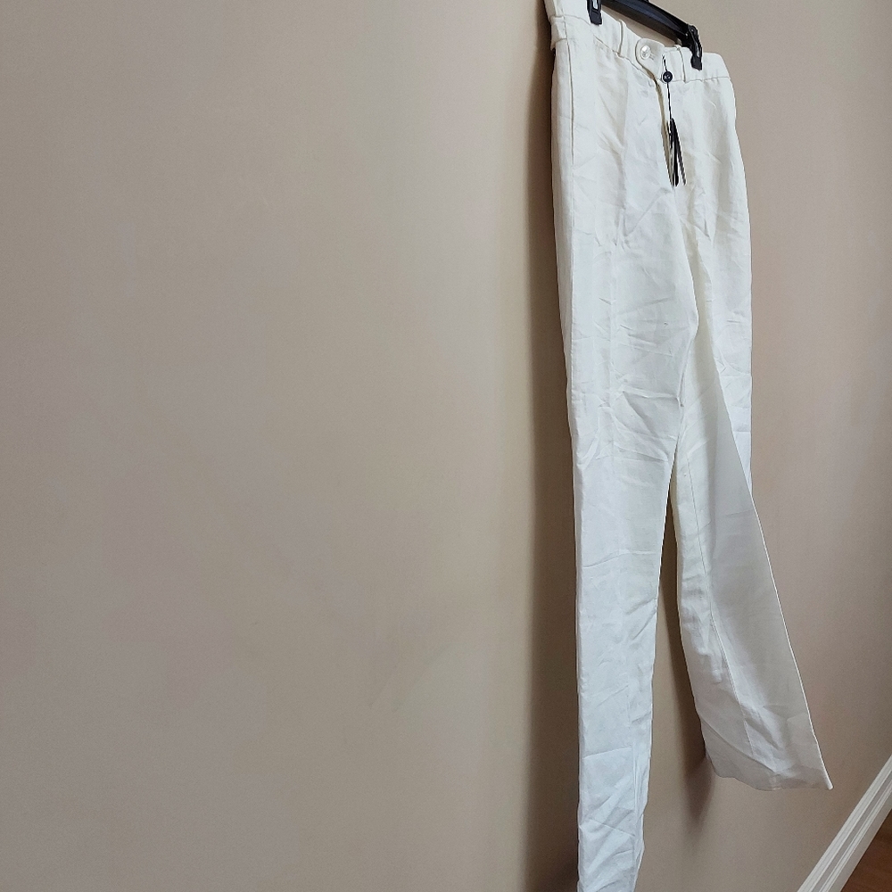 Ralph Lauren hight waist straight leg dress pants White Size 14 Flax Cotton - Picture 2 of 10